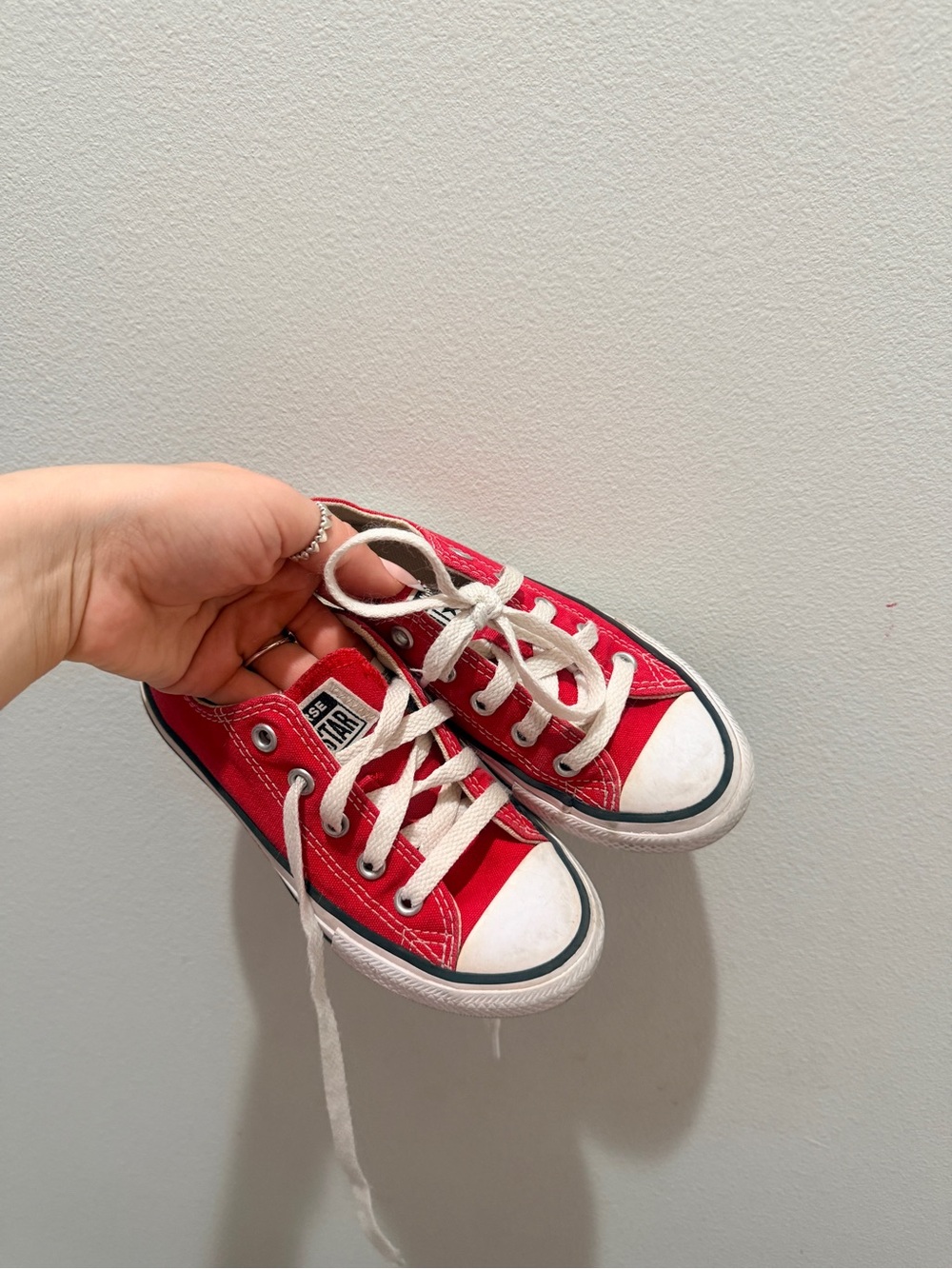 Converse Kids Red and White Low-Top Canvas Sneakers